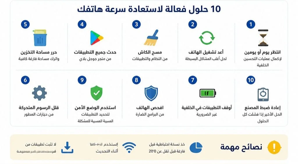 حل مشكلة بطء الهاتف بعد التحديث 2026