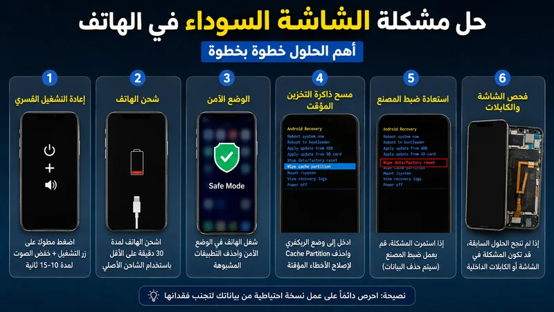 حل مشكلة الشاشة السوداء في الهاتف 2026
