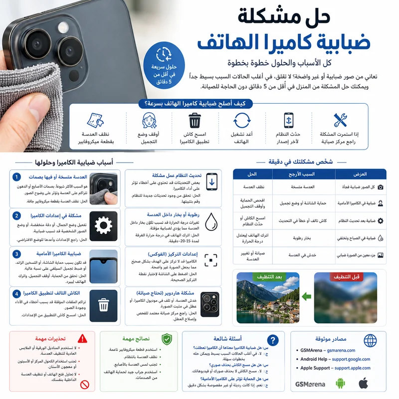حل مشكلة ضبابية كاميرا الهاتف