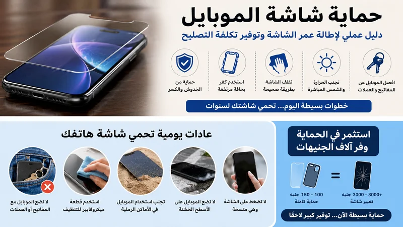 إطالة عمر شاشة الموبايل وحمايتها من الكسر بزجاج مقوى